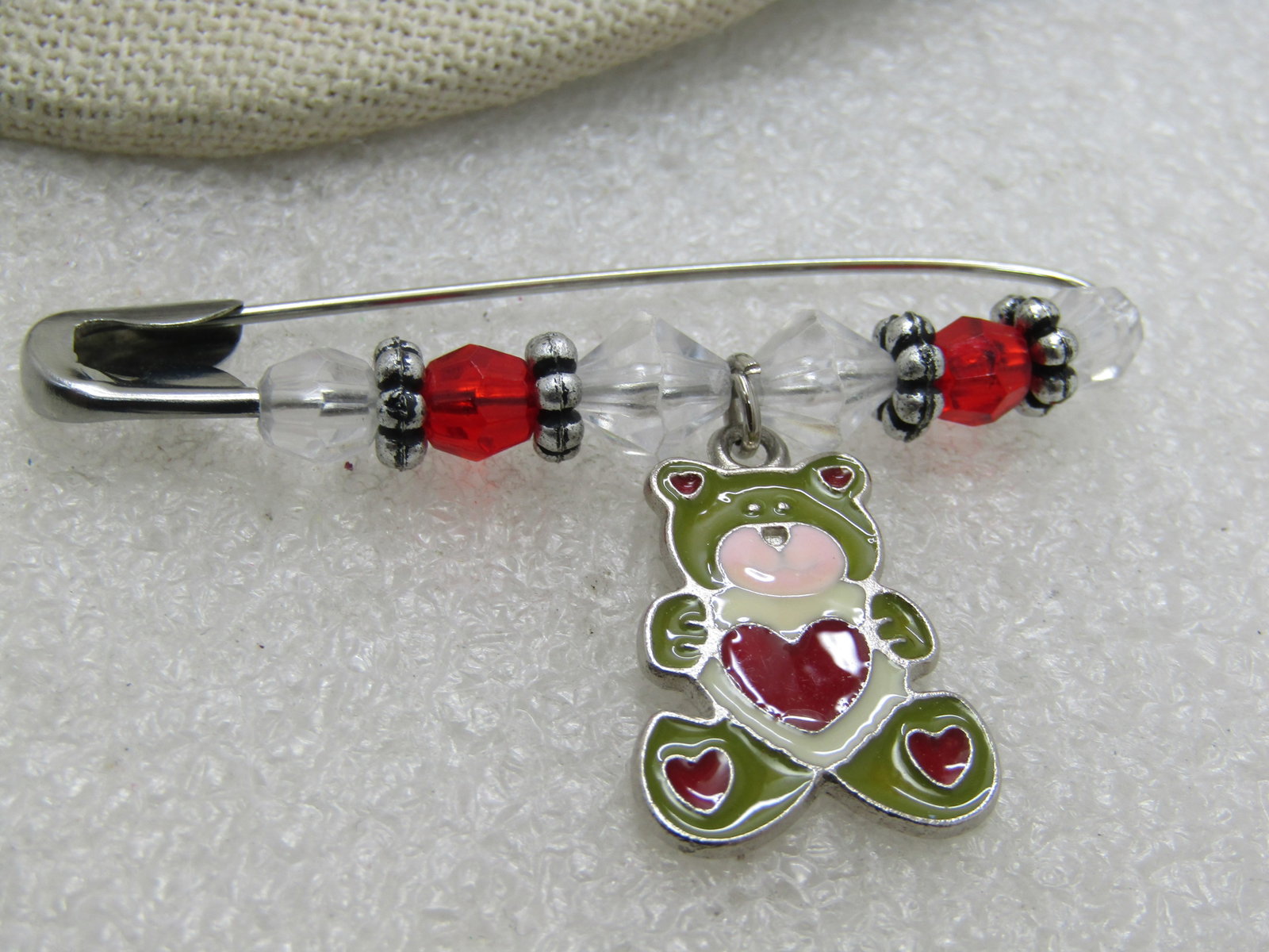 Vintage Enameled Beaded Bear Brooch/Pin, 2.25" Wide. - 3