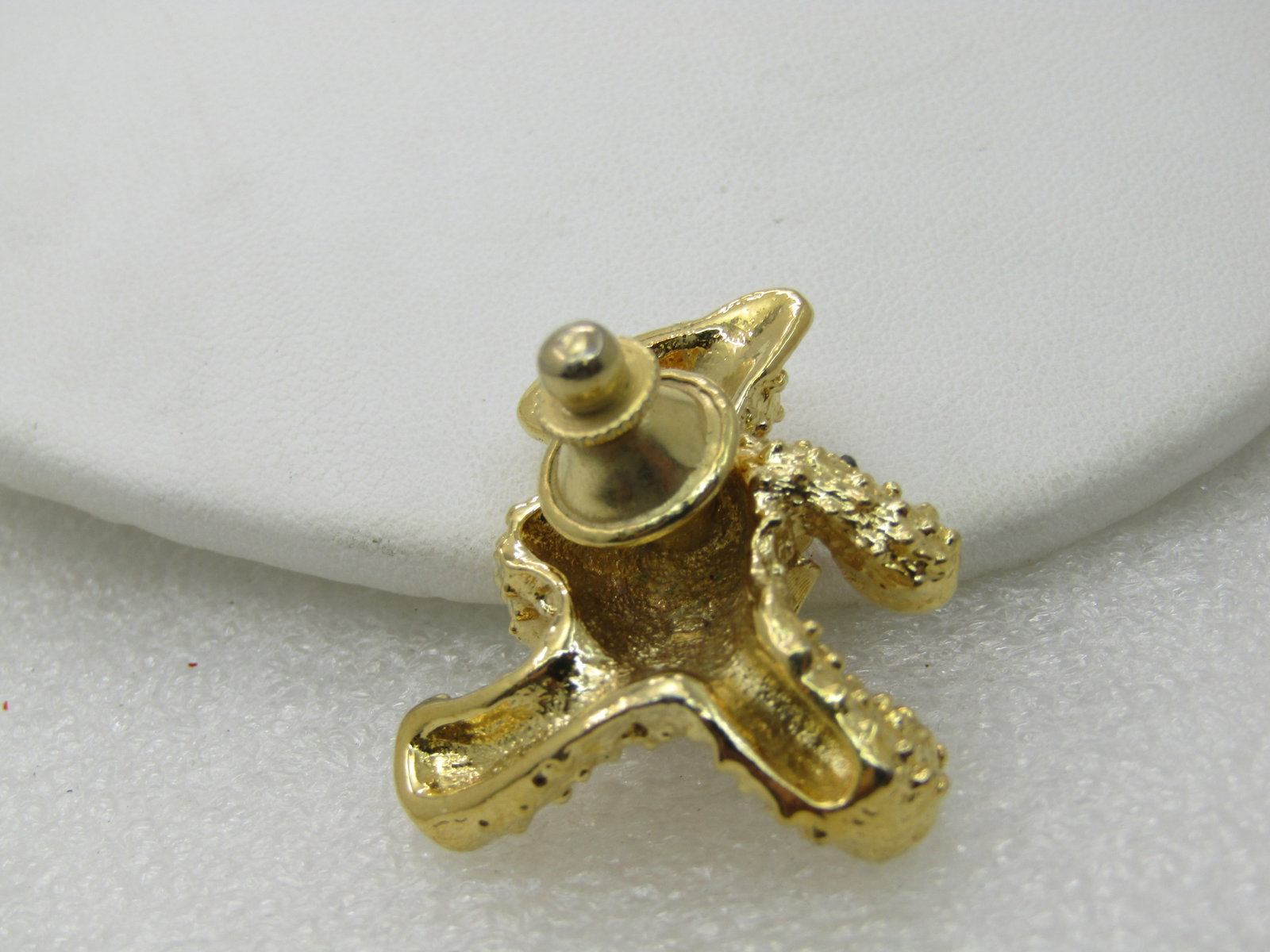 Vintage Teddy Bear Tack Pin, Red Enameled Bow, Rhinestone Eyes, 1.25" - 4
