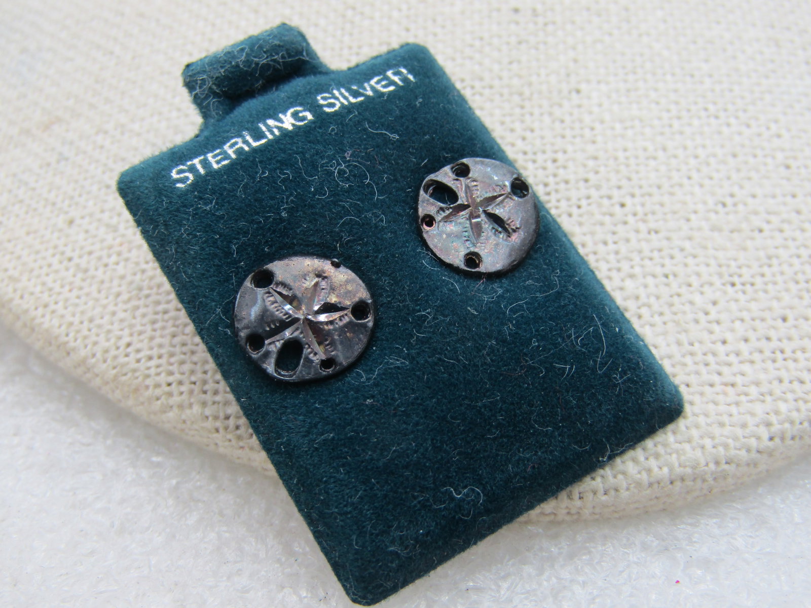 Vintage Sterling Silver Sand Dollar Earrings, Pierced, 1/3" - 2