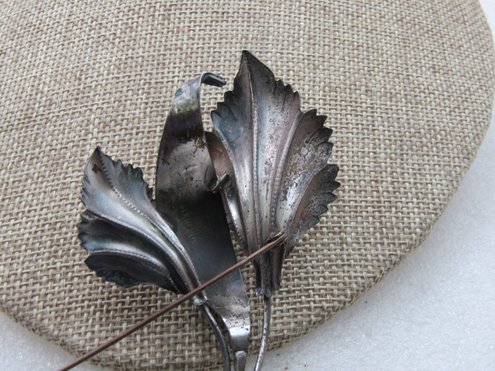 Vintage Sterling Floral Lily Brooch, 4", 1940's - 6