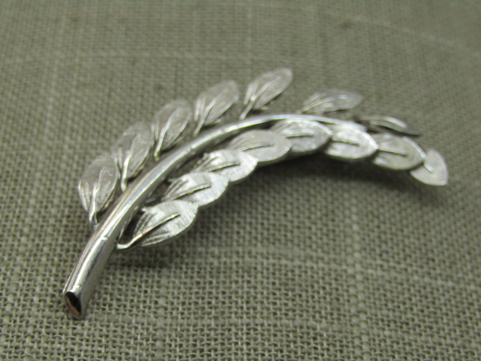 Vintage Danecraft Sterling Leaf Stem Brooch, 2.25" by 5/8" Wide - 2