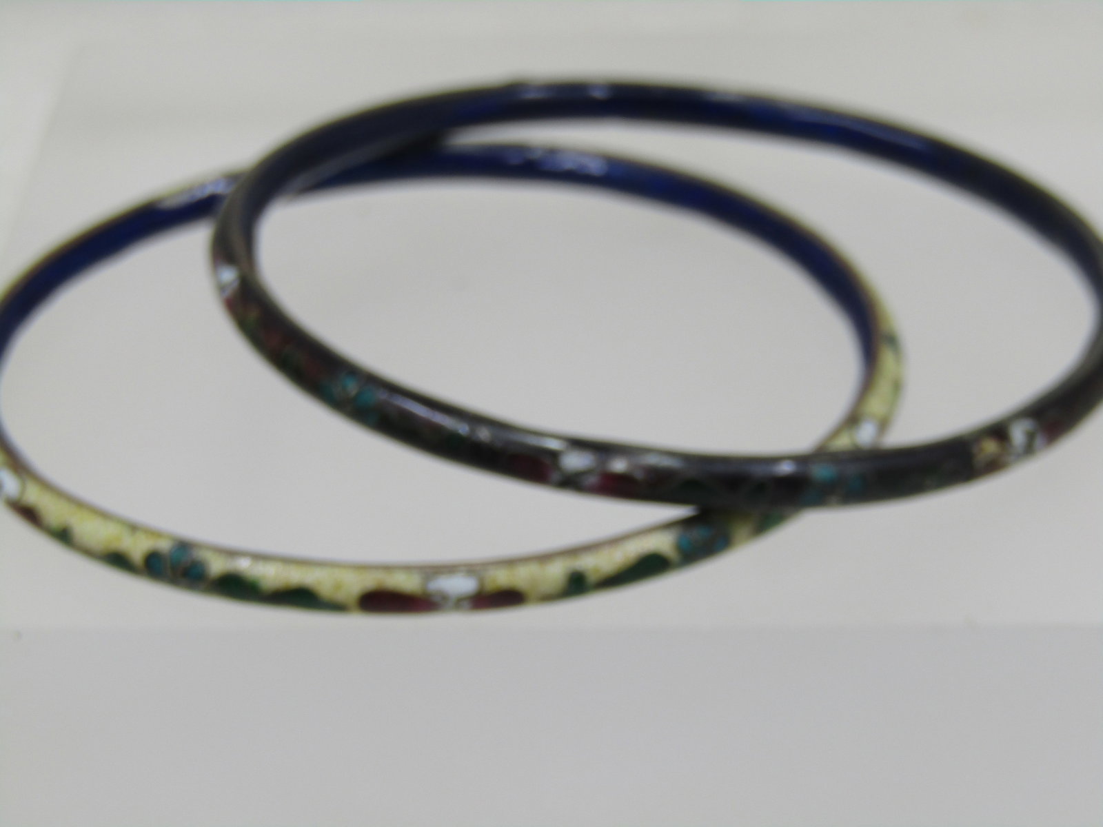 Two Vintage Cloisonne Bangle Bracelets, 8" - 3