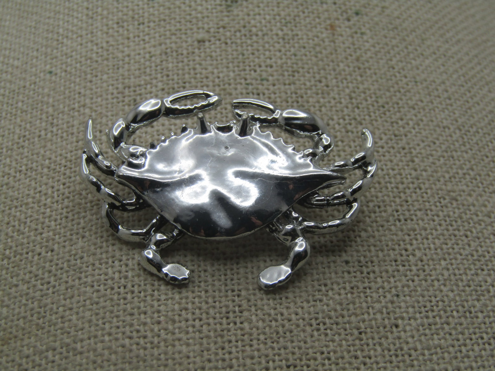 Vintage Crab Brooch, 1960's-1970's, 1.75" Wide - 2