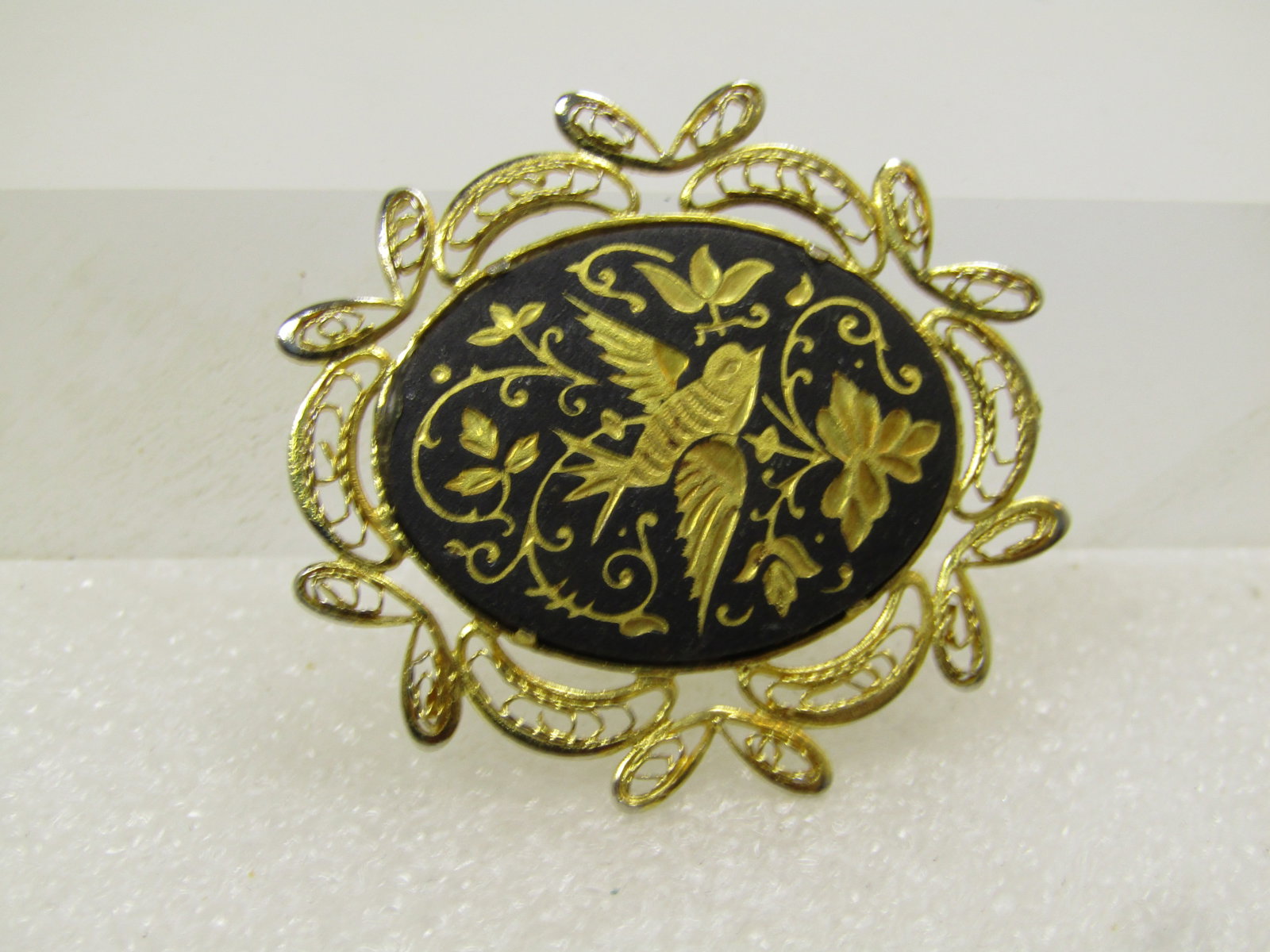 Vintage Damascene Bird Brooch, 1970's-1980's - 2
