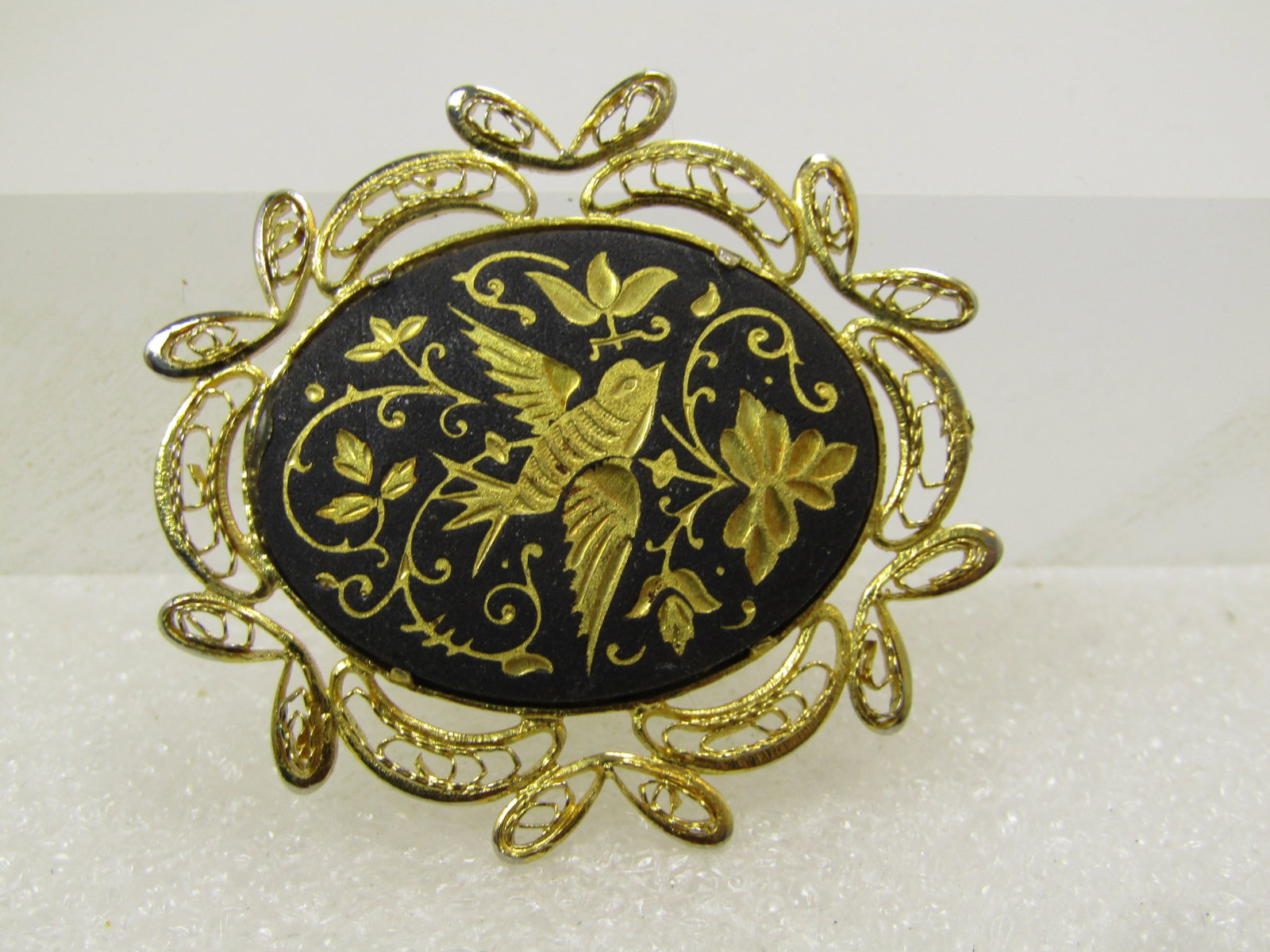 Vintage Damascene Bird Brooch, 1970's-1980's - 3