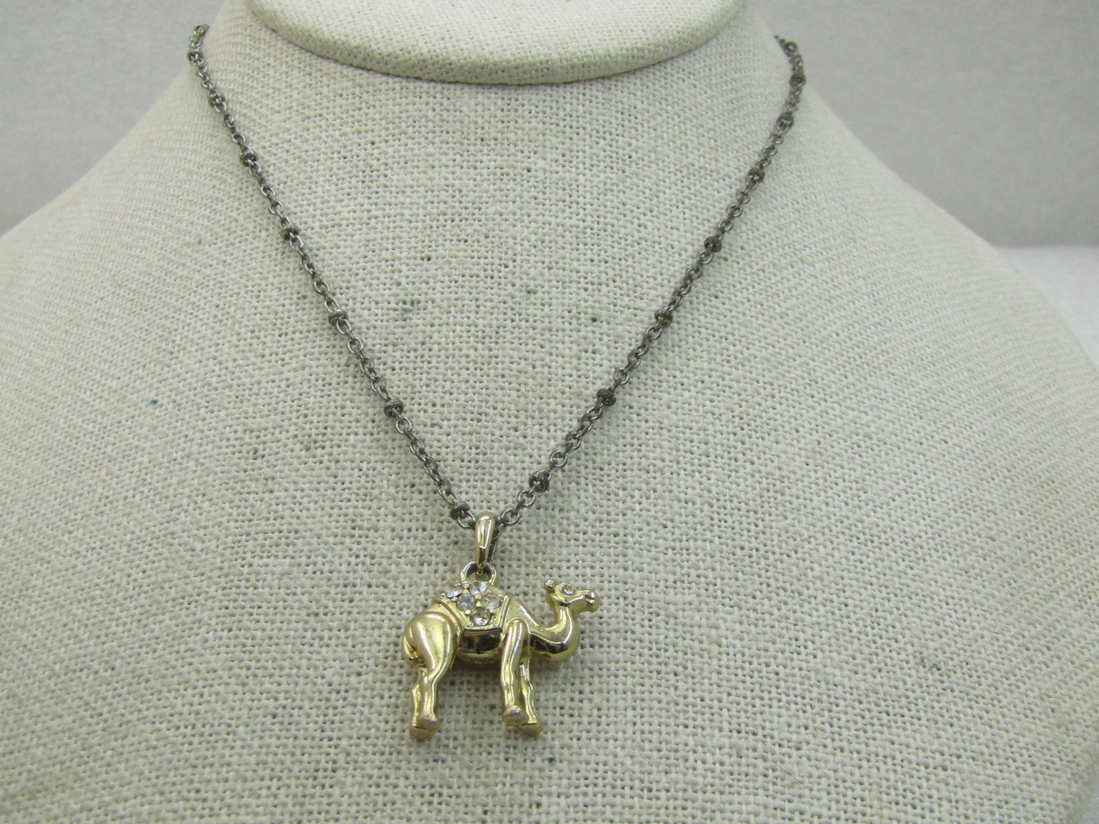 Vintage Rhinestone Camel Necklace, 19", signed NRO - 7