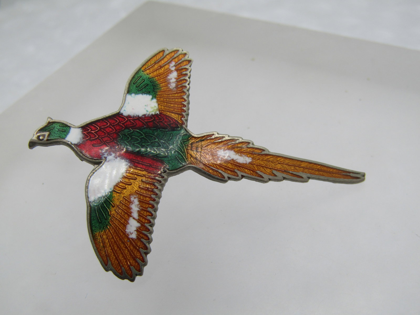 Vintage Enameled Pheasant Tack Pin, 2", 1970's-1980's - 2