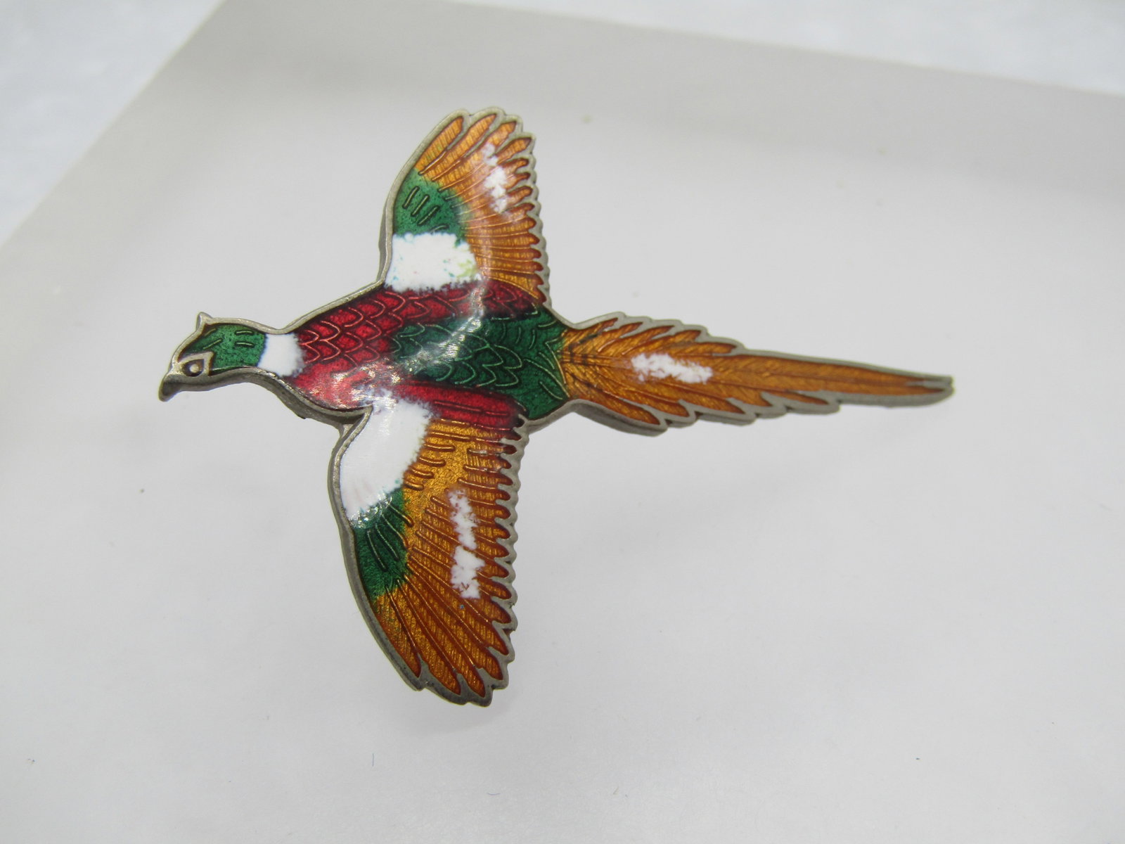Vintage Enameled Pheasant Tack Pin, 2", 1970's-1980's - 3