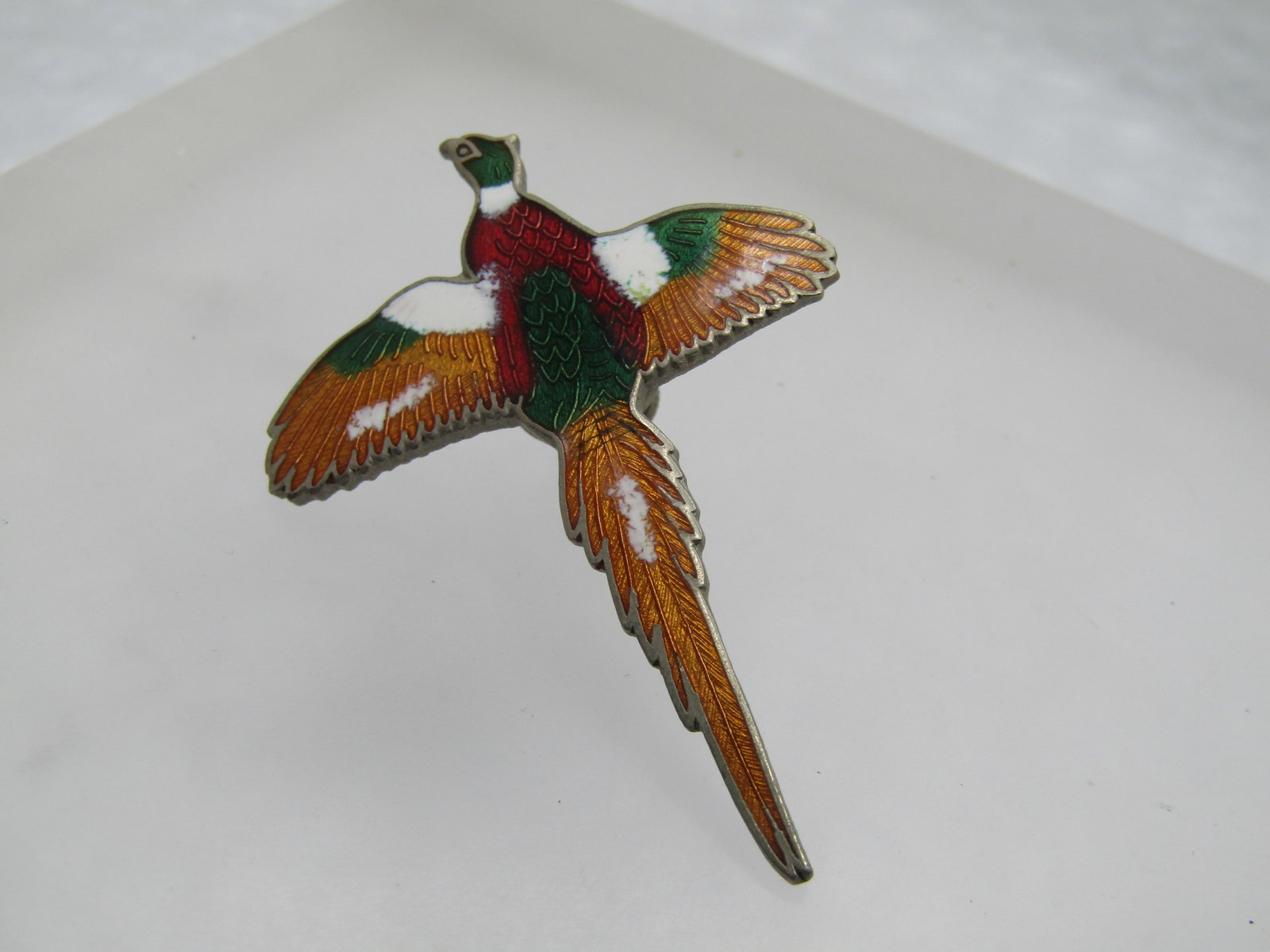 Vintage Enameled Pheasant Tack Pin, 2", 1970's-1980's - 4