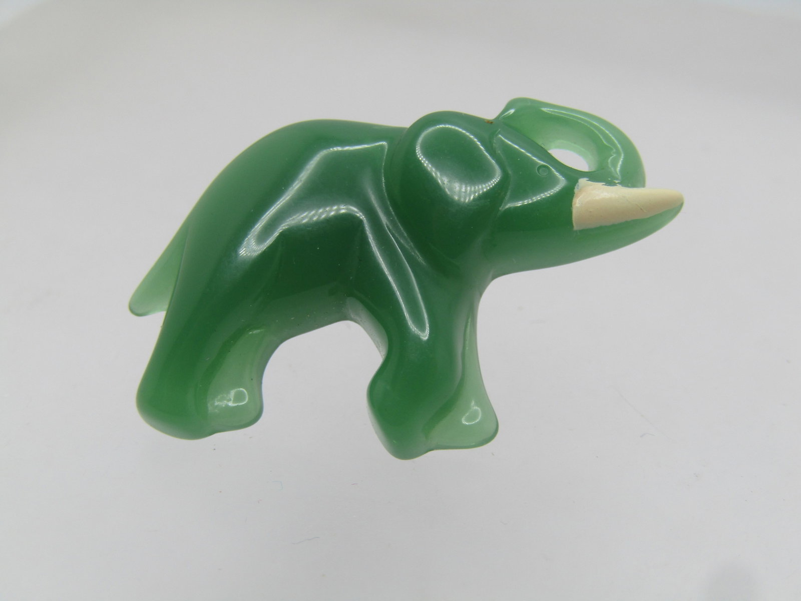 Avon Faux Jade Elephant Tack Pin, 1970's-1980's - 2