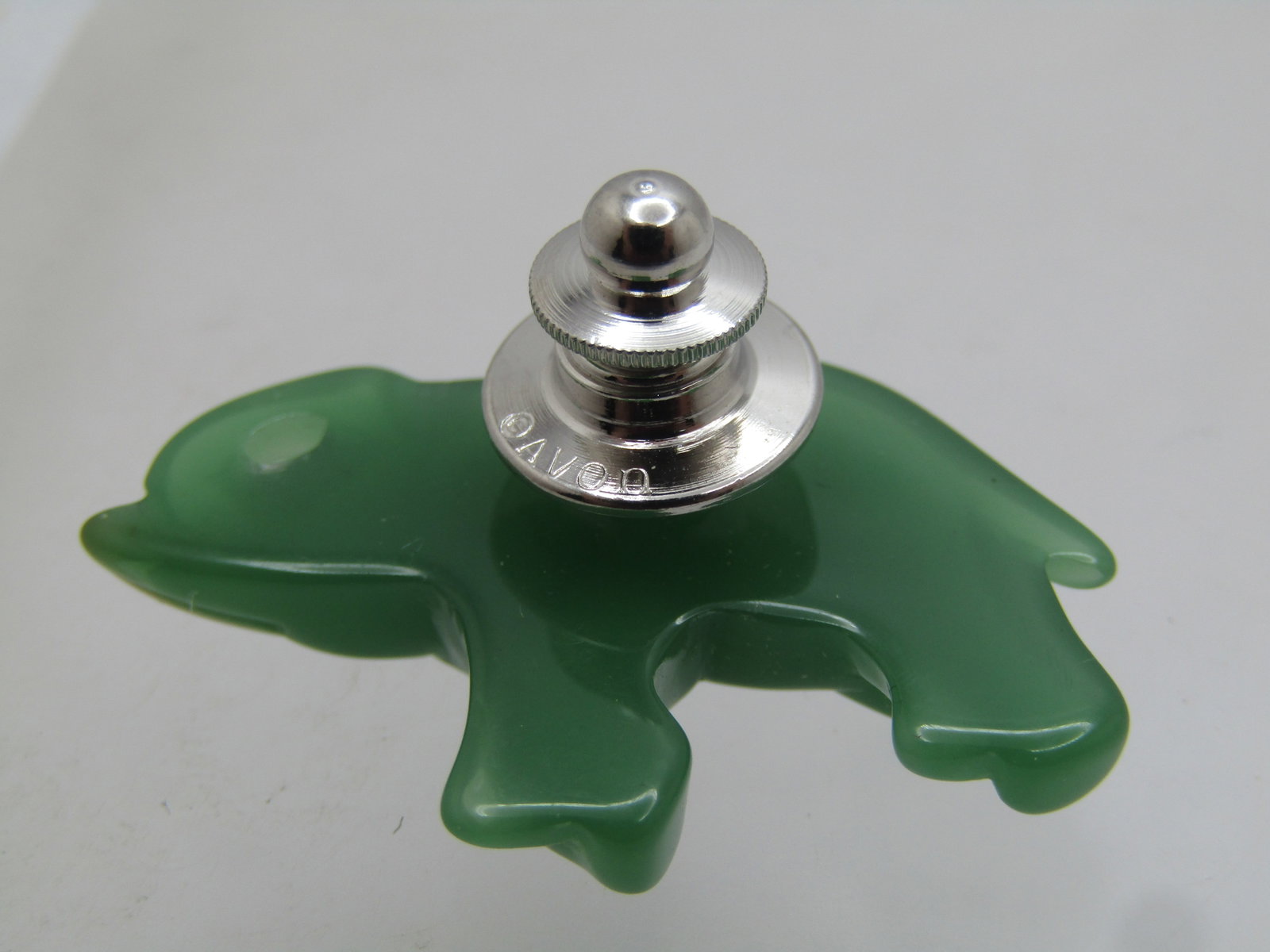 Avon Faux Jade Elephant Tack Pin, 1970's-1980's - 4