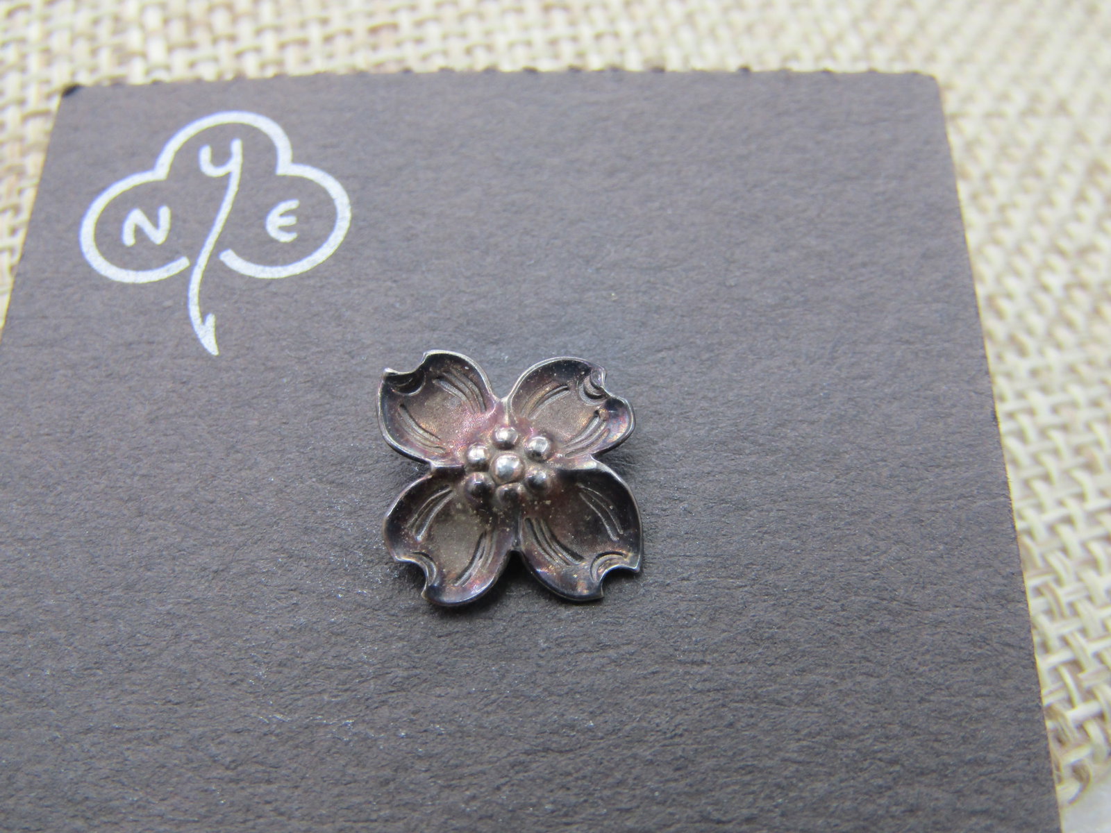 Vintage Sterling Stuart Nye Dogwood Tack Pin - 3