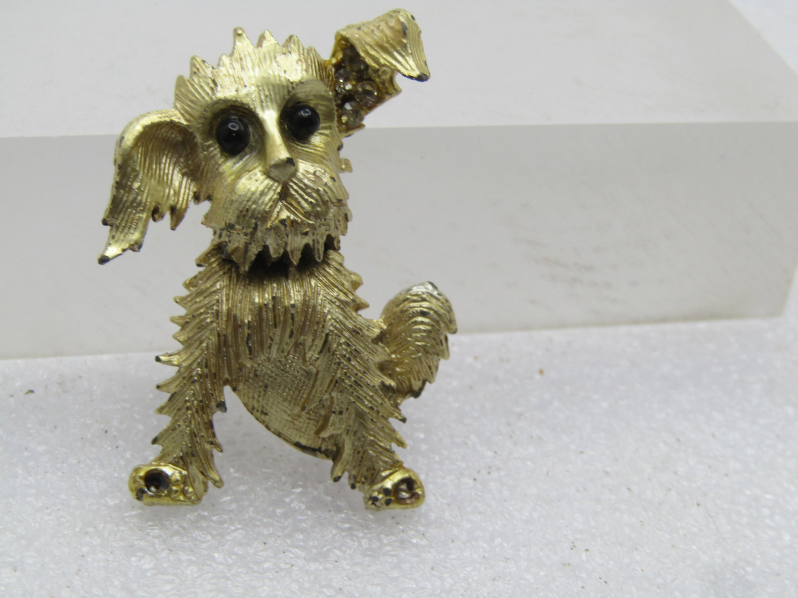 Vintage Terrier Dog Brooch, Rhinestones, 1960's-1970's - 2