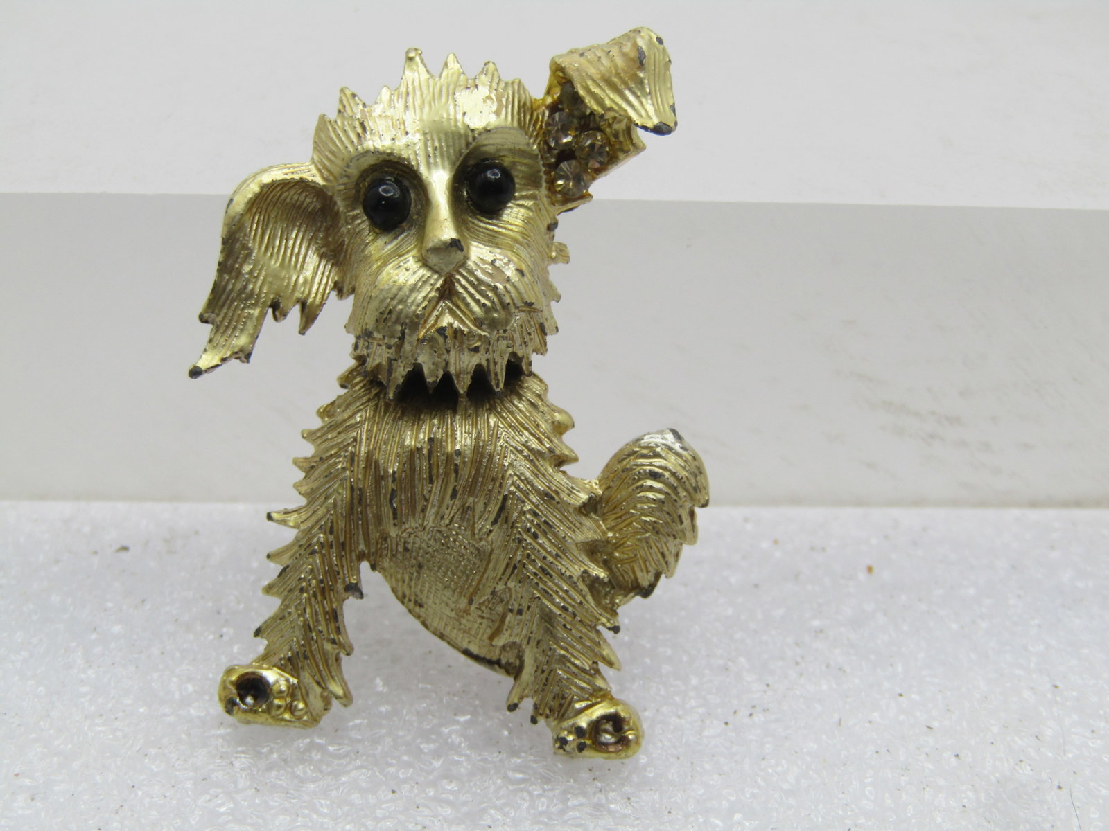 Vintage Terrier Dog Brooch, Rhinestones, 1960's-1970's - 3