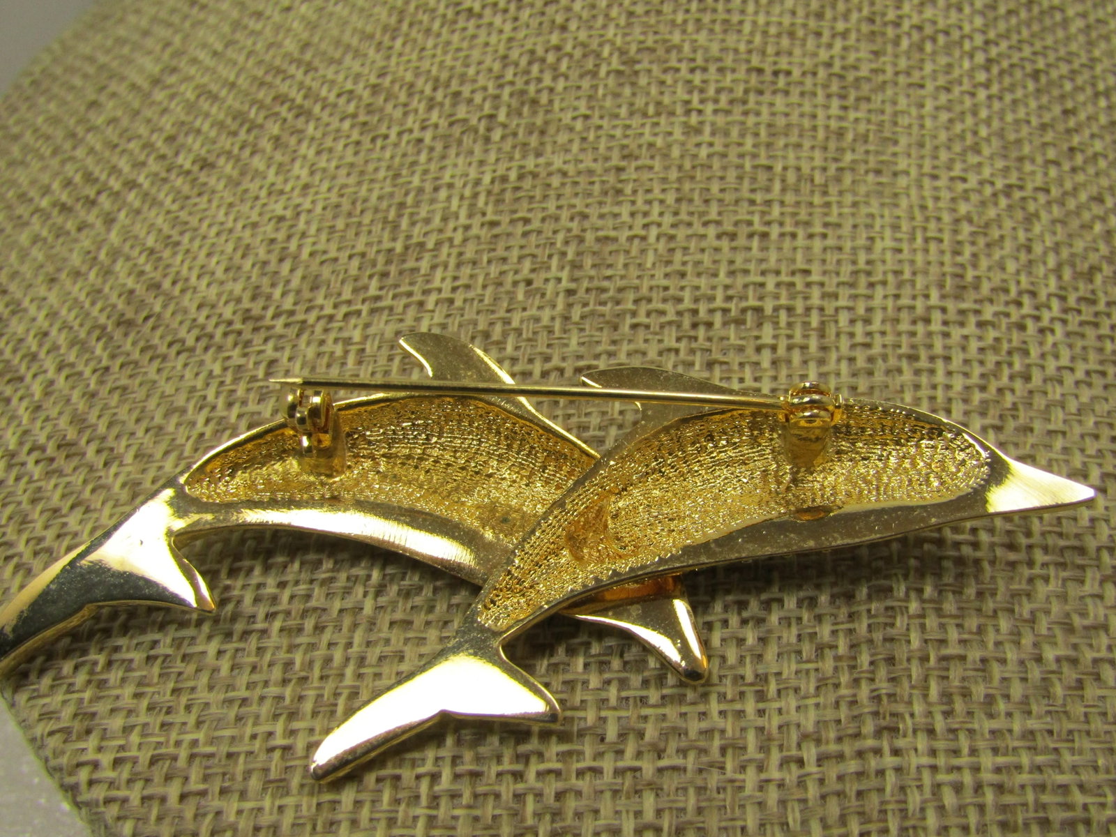 Vintage Dolphins & Rhinestone Brooch, 1980's - 4