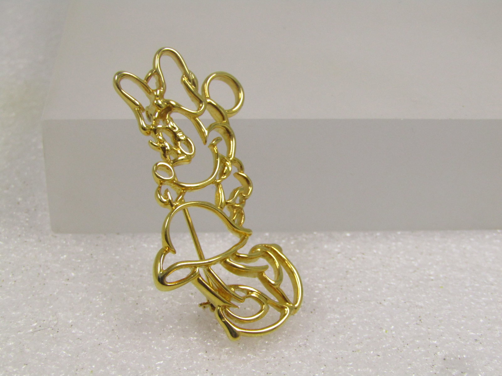 Vintage Minnie Mouse Outline Brooch, Gold Tone, 1980's-1990's - 2