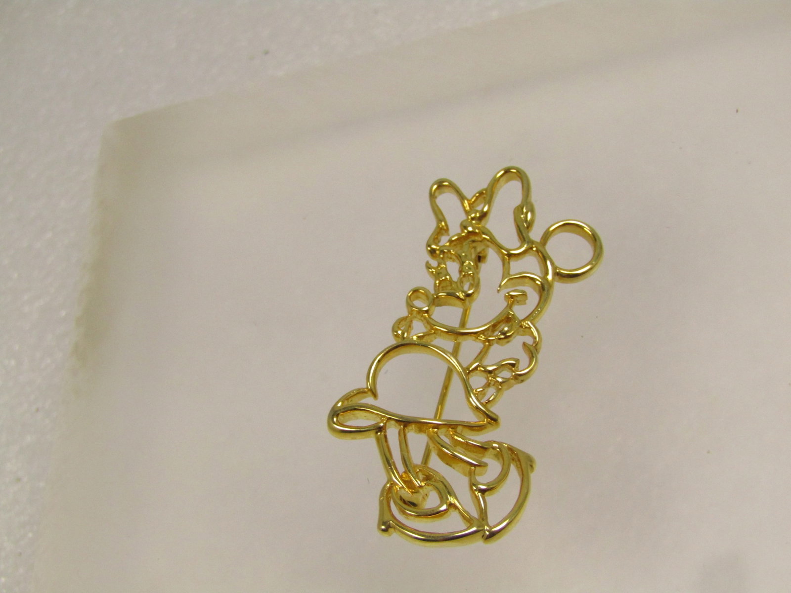 Vintage Minnie Mouse Outline Brooch, Gold Tone, 1980's-1990's - 3