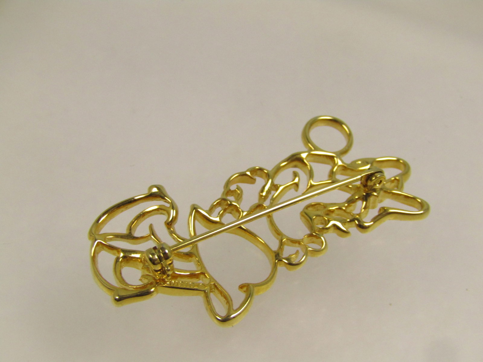 Vintage Minnie Mouse Outline Brooch, Gold Tone, 1980's-1990's - 4