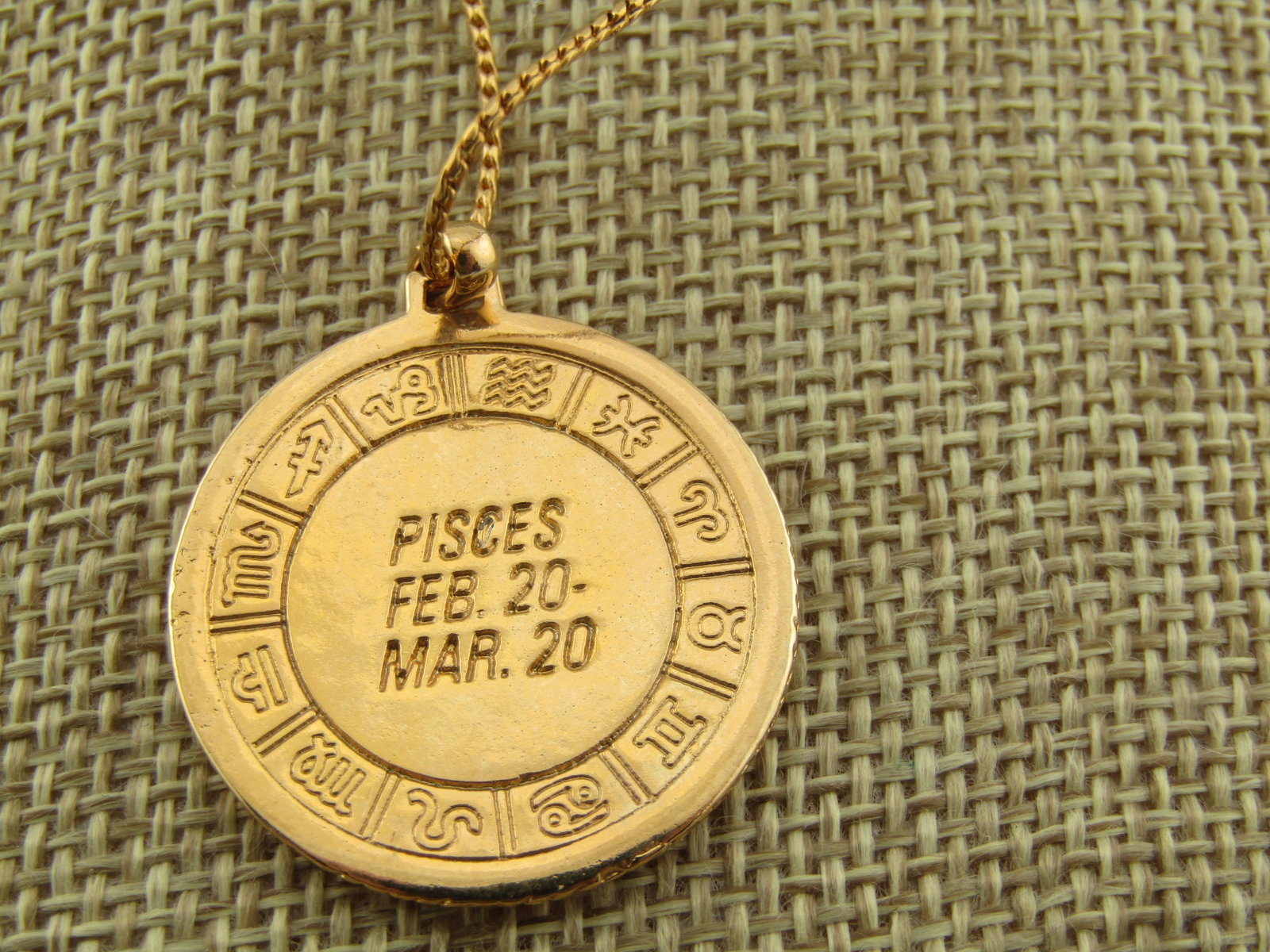 Vintage Fish - Pisces Astrological Two-Tone Necklace, Cut-Out, 18" , 1970's-1980's, Avon - 3