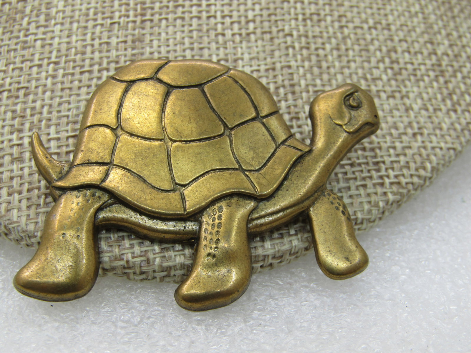 Vintage Brass Turtle Brooch, 2" by 1.5", 1960's - 2