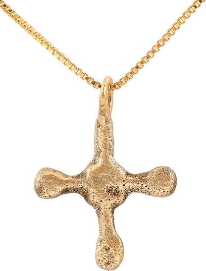 EUROPEAN CONVERT?S CROSS NECKLACE, 9th-10th CENTURY: The emergence from the Dark Ages is embodied in the rise to power of the Frankish King, Charlemagne in 768 (founder of the Holy Roman Empire after 800) followed by conquering southern Europe from
