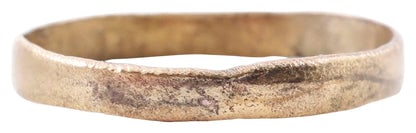 VIKING WEDDING RING 866-1067 AD, SIZE 9 3/4: Gilt bronze, size 9 3/4. 2.9mm width with low rounded face. Surface textured from burial. Professionally refurbished with the surface restored in 24karat gold. See the reference image which shows the 