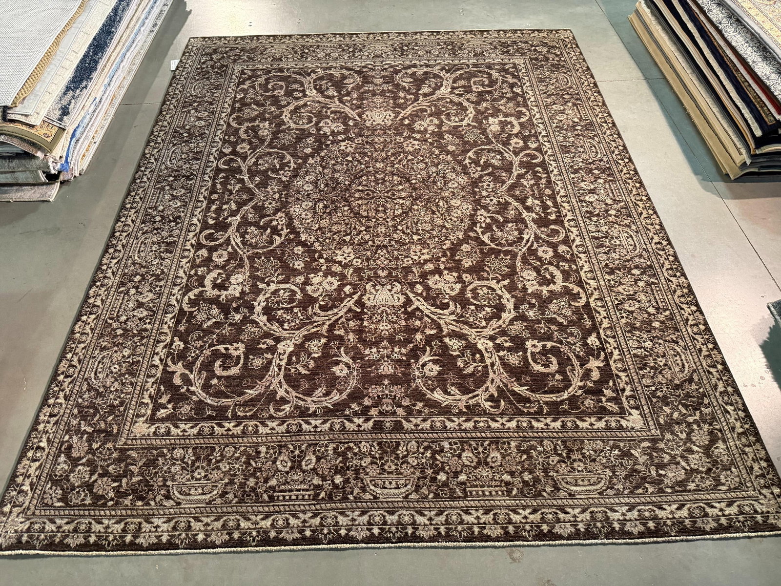 Exquisite Chobi Rug 8x10.1: Title:Exquisite Chobi Rug 8x10.1 Description:8x10.1 Magnificent Hand Knotted Antique Reproduction Chobi Rug , Hand Spun and Vegge Dye 100% wool pile in muted antique charcoal black Sage colors Hand wo