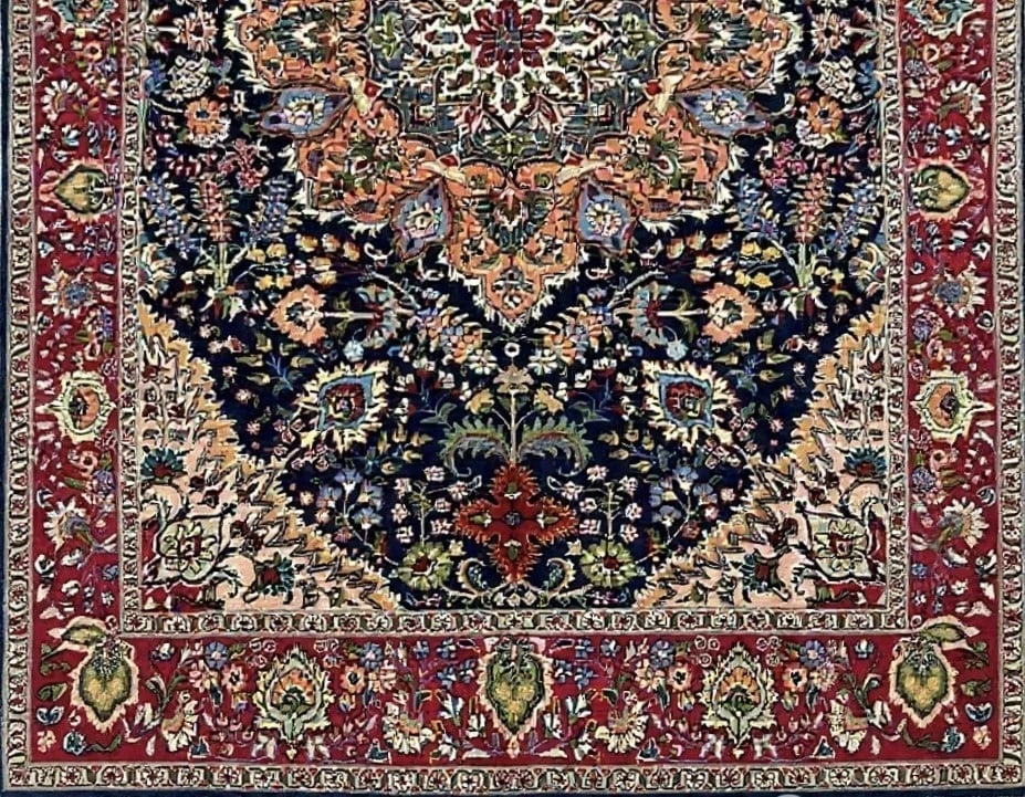 Hand Knotted Wool Traditional Navy Oriental Area Rug Carpet 6'7" x 9'3" - 7
