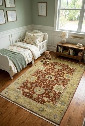Rust Floral Osh Chobi 6X9 Peshawar Oriental Rug - 2