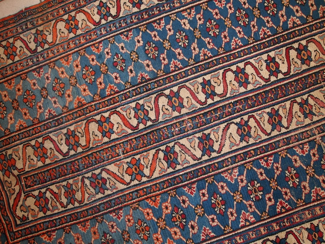 Handmade antique Persian Mashad runner 4.3' x 14' (132cm x 427cm) 1900s - 12