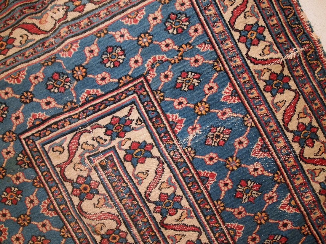 Handmade antique Persian Mashad runner 4.3' x 14' (132cm x 427cm) 1900s - 3