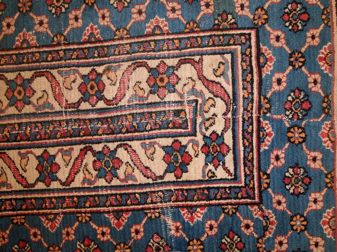 Handmade antique Persian Mashad runner 4.3' x 14' (132cm x 427cm) 1900s - 5
