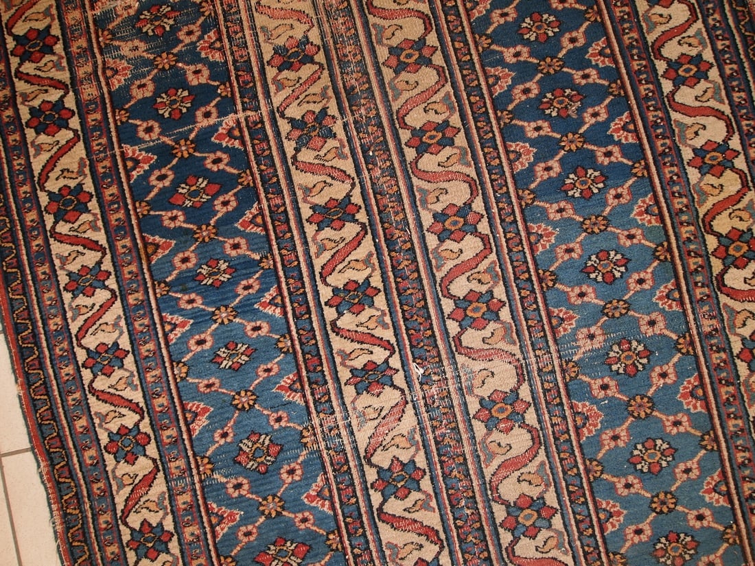 Handmade antique Persian Mashad runner 4.3' x 14' (132cm x 427cm) 1900s - 6