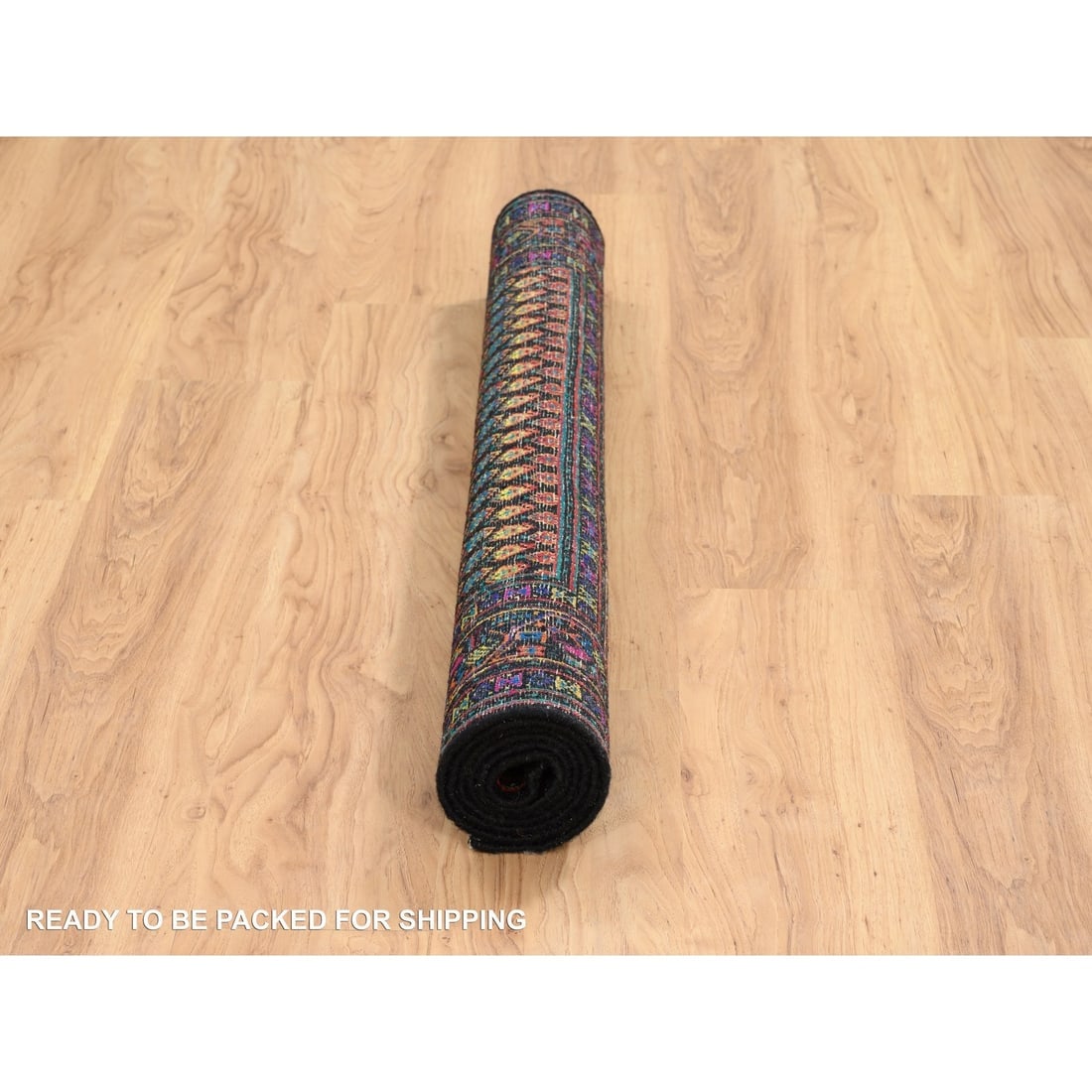 Black, Sarouk Mir Inspired Design, Wool and Silk Hand Knotted Rug - 6