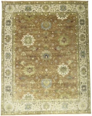 Light Rust Floral 12X15 Osh Chobi Oriental Rug: Title:Light Rust Floral 12X15 Osh Chobi Oriental Rug Description: Hand-knotted in India with traditional artisan techniques Classic floral design in an elegant traditional style Warm palette of light