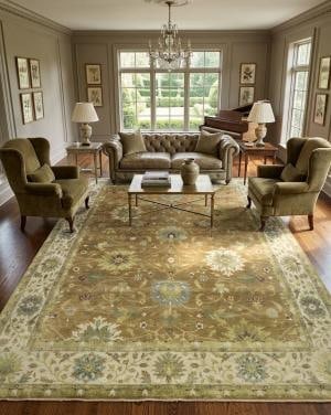 Light Rust Floral 12X15 Osh Chobi Oriental Rug - 2