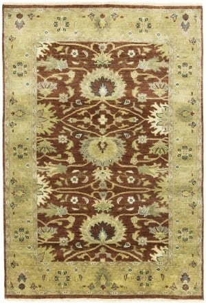 Rust Floral Osh Chobi 4X6 Peshawar Oriental Rug: Title:Rust Floral Osh Chobi 4X6 Peshawar Oriental Rug Description:Handmade 4X6 Rust oriental rug made with vegetable dyes (fine wool pile and cotton foundation), superior knot count, and appealing anc