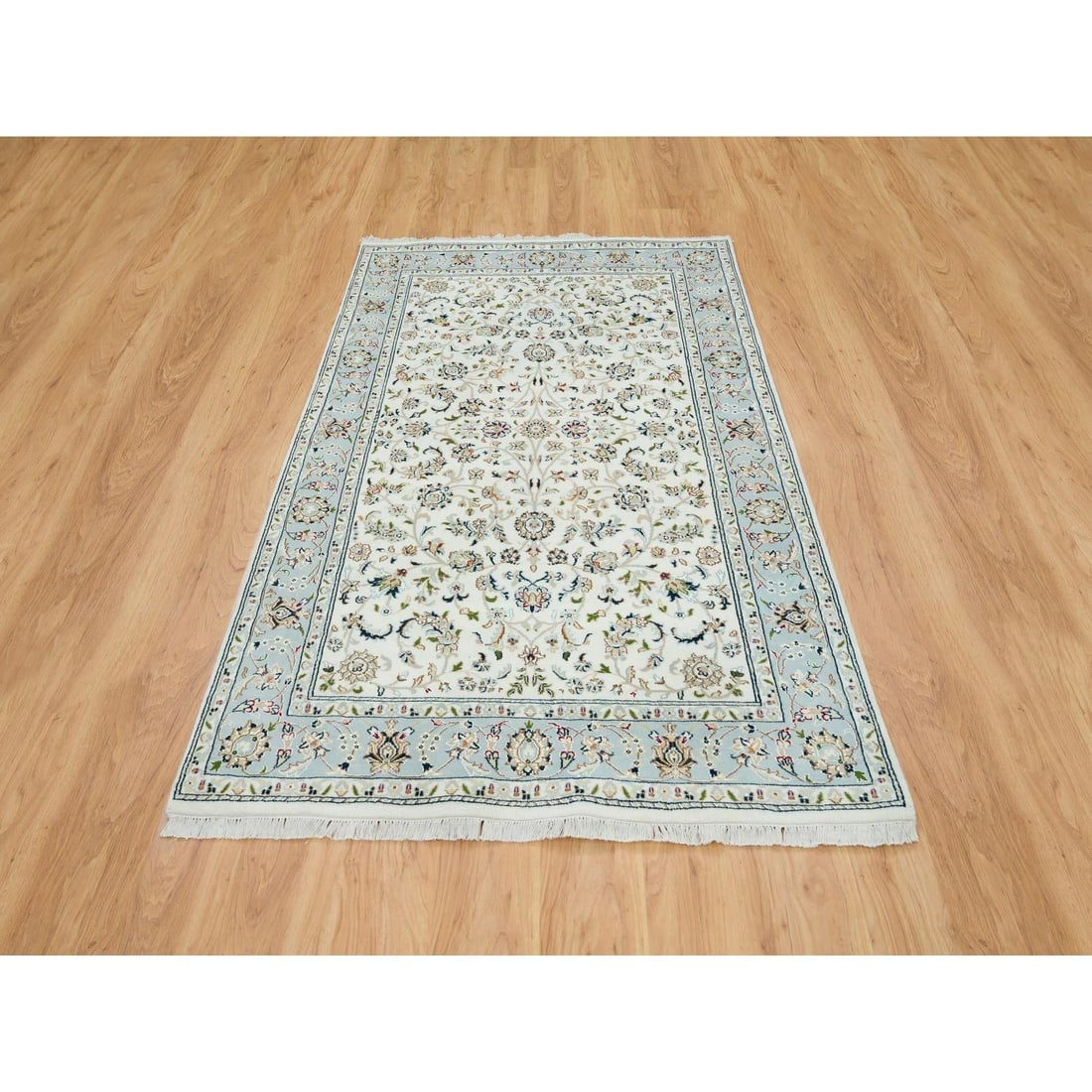 Ivory, Nain Design 250 KPSI, Natural Wool Hand Knotted Rug - 2