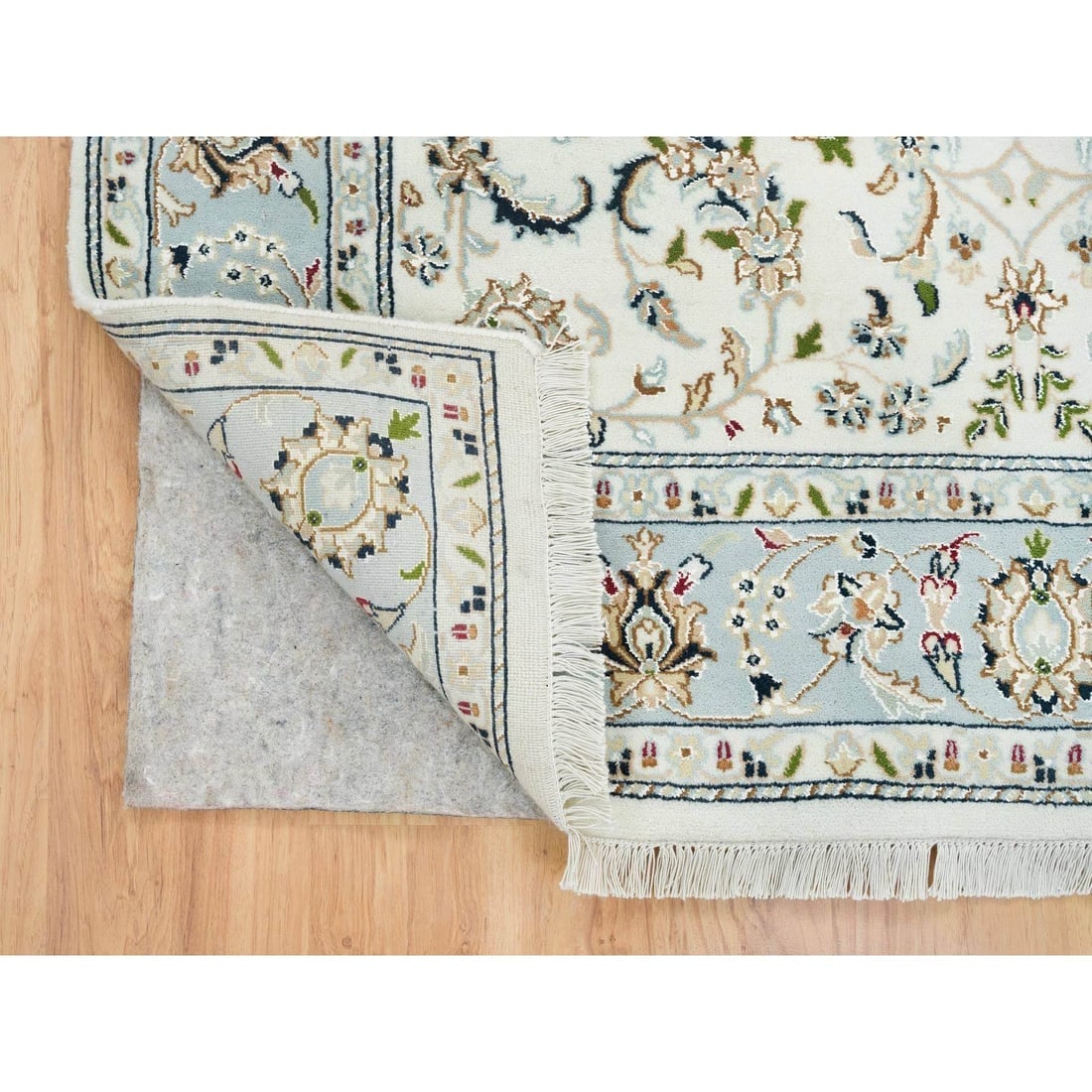 Ivory, Nain Design 250 KPSI, Natural Wool Hand Knotted Rug - 3