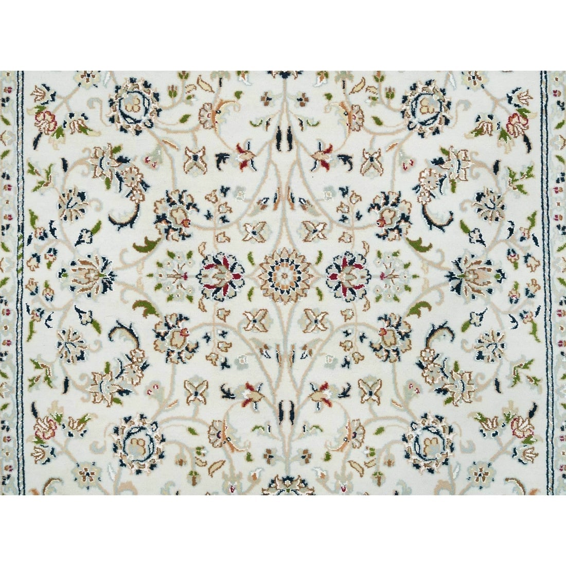Ivory, Nain Design 250 KPSI, Natural Wool Hand Knotted Rug - 5