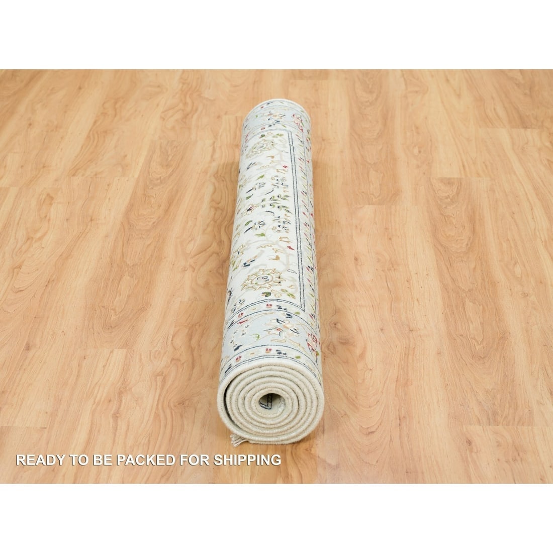 Ivory, Nain Design 250 KPSI, Natural Wool Hand Knotted Rug - 6