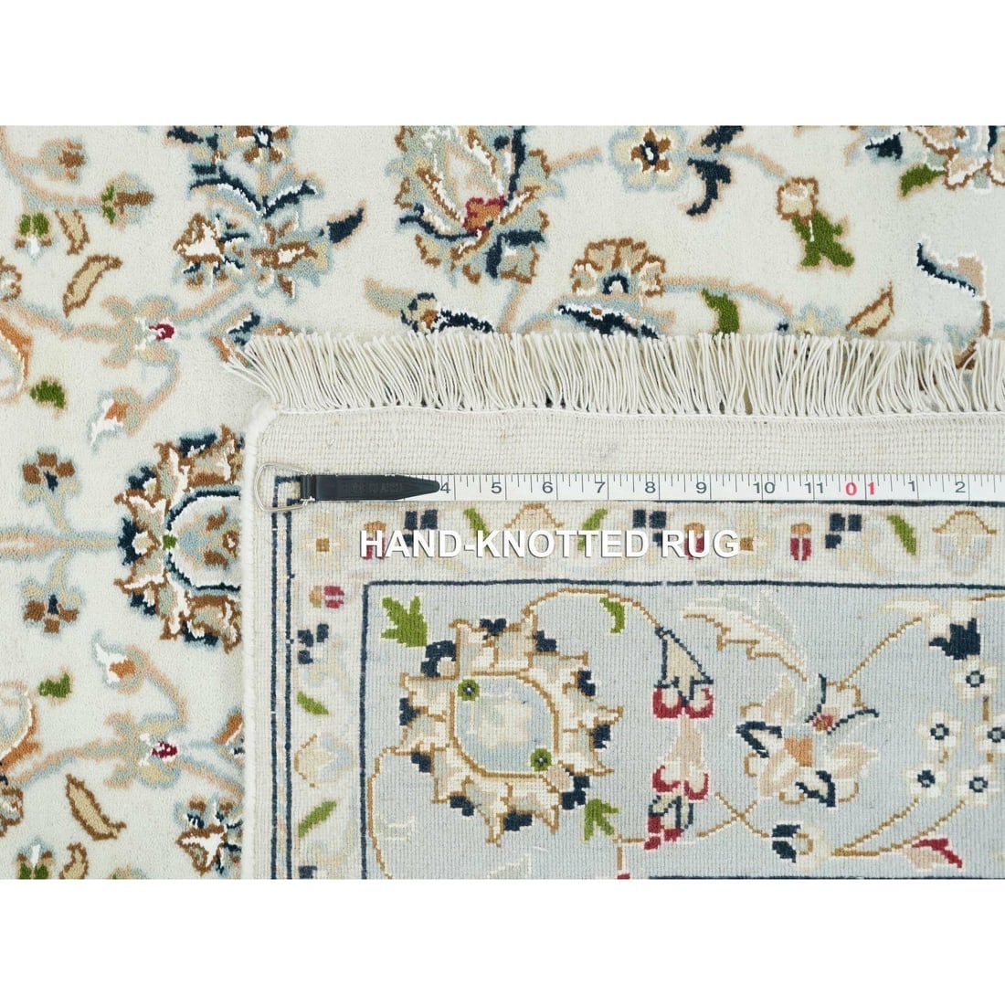 Ivory, Nain Design 250 KPSI, Natural Wool Hand Knotted Rug - 8