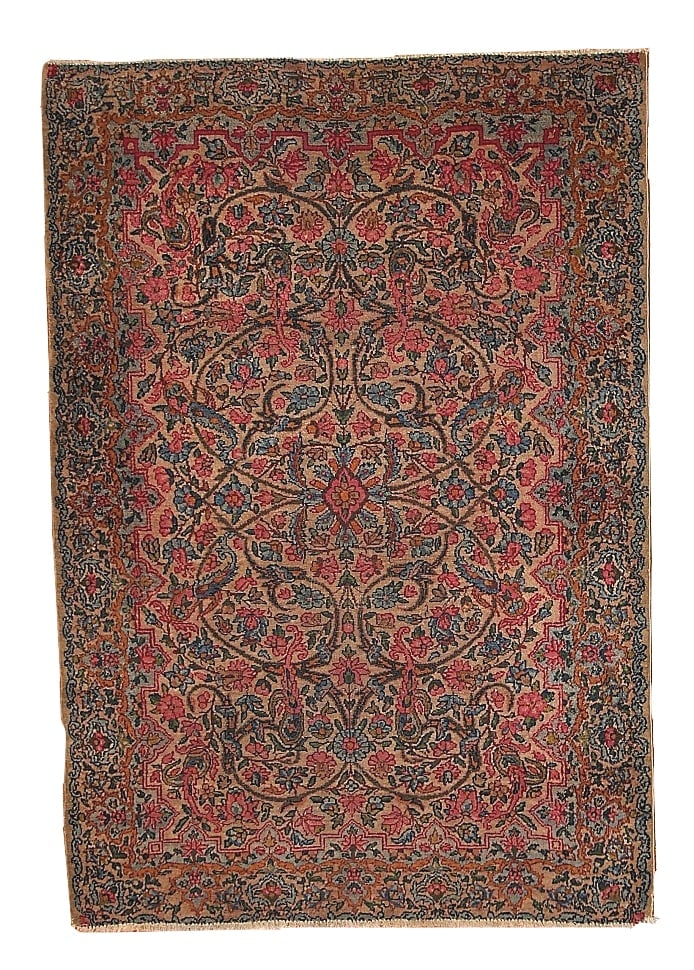 Hand made antique Persian Kerman rug 3.2' x 4.9' ( 97cm x 149cm ) 1920 (1 of 7)