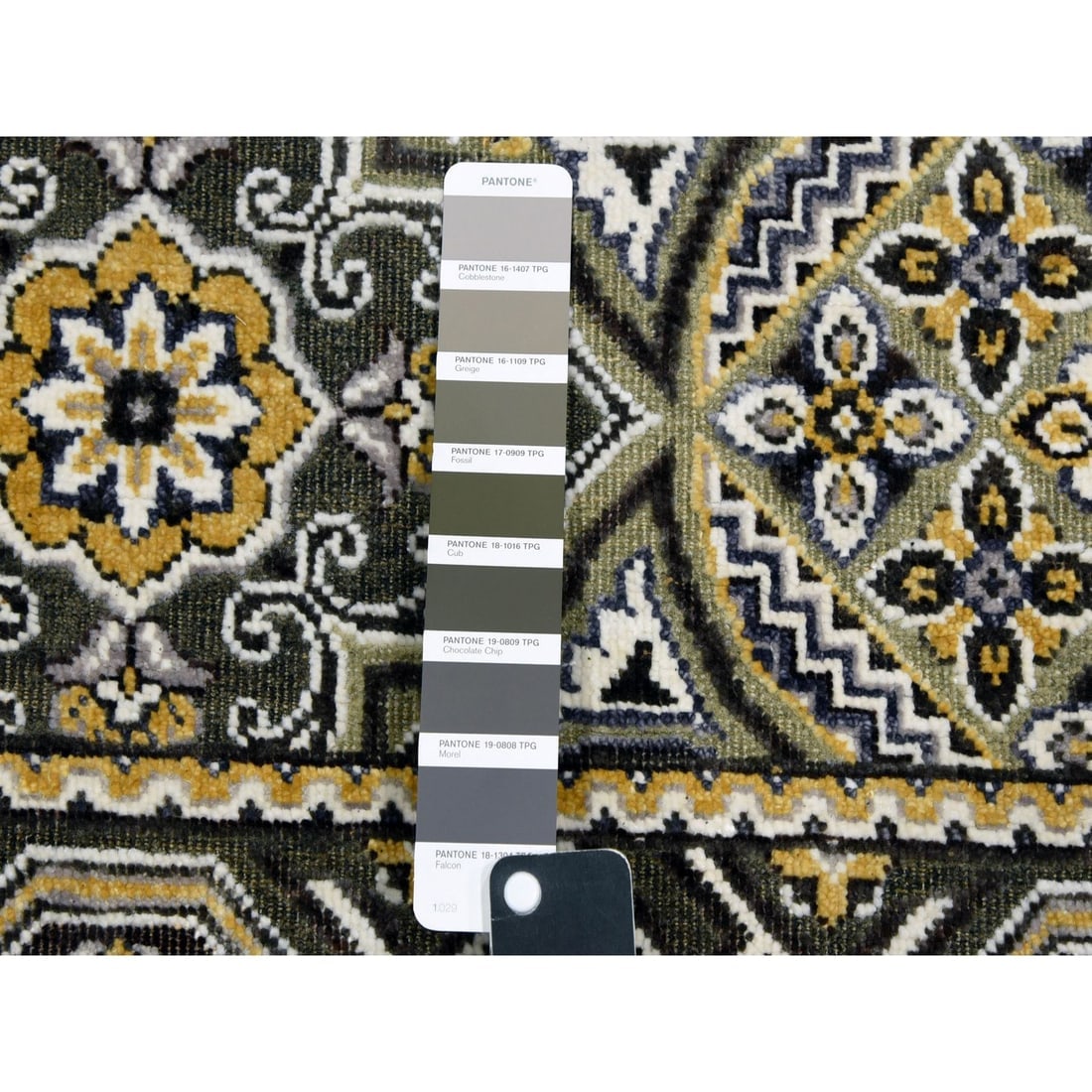 Taupe-Brown Silk Mughal Inspired Hand-Knotted Textured Wool Rug - 4