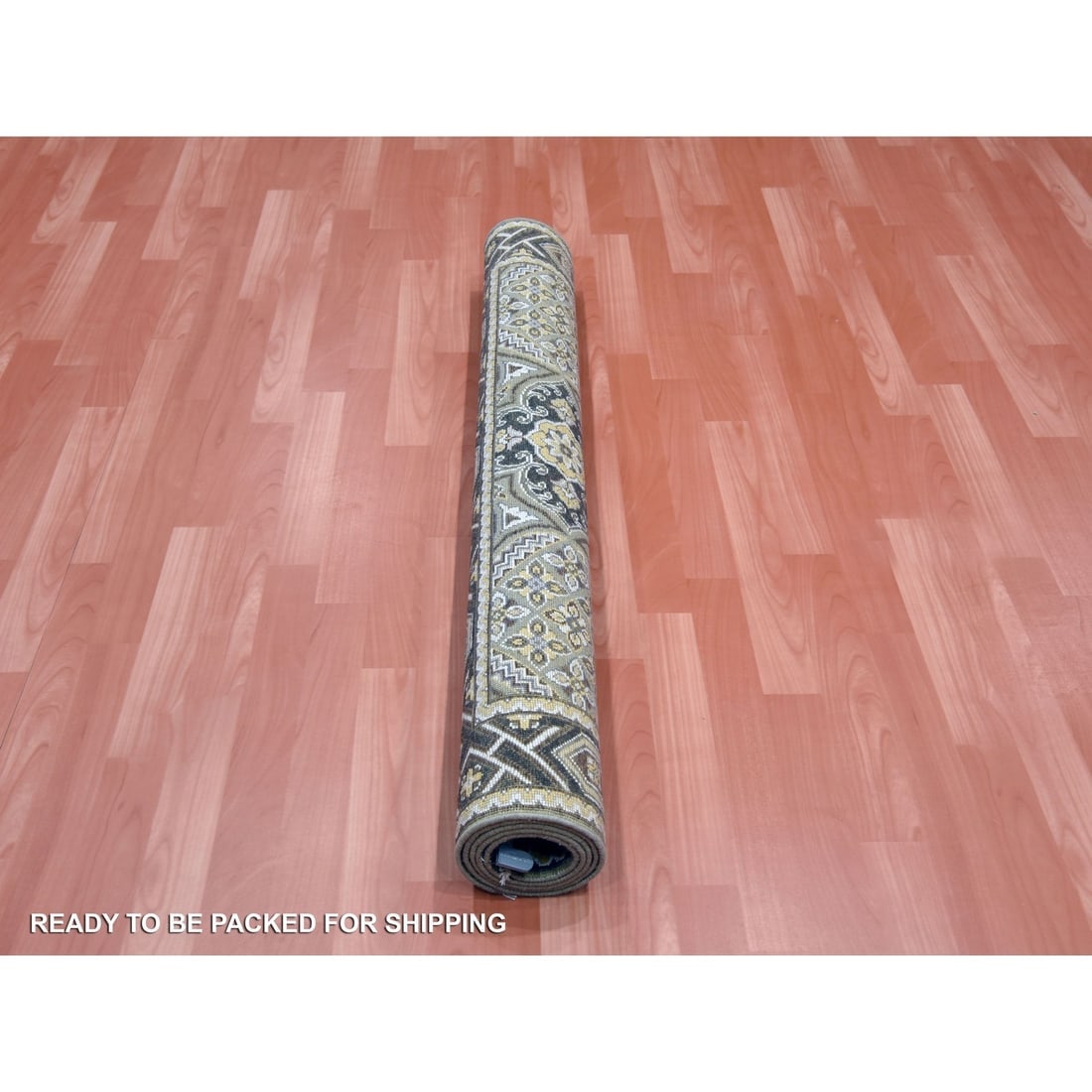 Taupe-Brown Silk Mughal Inspired Hand-Knotted Textured Wool Rug - 5