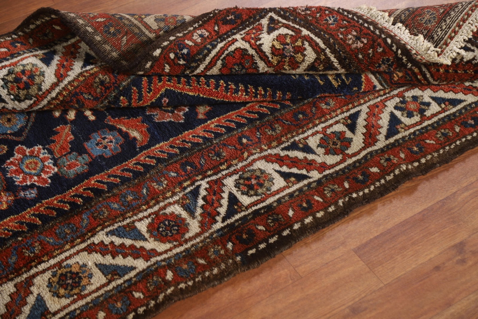 Pre-1900 Vegetable Dye Bakhtiari Persian Rug 4x10 - 17
