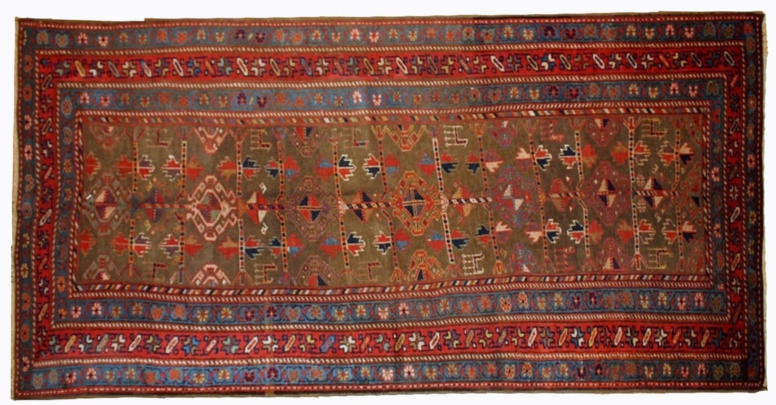 Handmade antique Persian Kurdish rug 4' x 7.6' ( 122cm x 231cm ) 1880s: Title: Handmade antique Persian Kurdish rug 4' x 7.6' ( 122cm x 231cm ) 1880s Origin:Middle East Dimensions: 4' x 7.6' ( 122cm x 231cm ) Materials:wool Year:1880s Description:Antique Persian Kurdish r