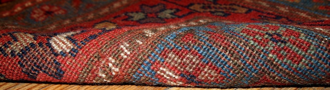 Handmade antique Persian Kurdish rug 4' x 7.6' ( 122cm x 231cm ) 1880s - 5