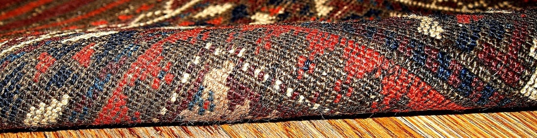 Handmade antique collectible Afghan prayer Baluch rug 2.10' x 5.3' ( 91cm x 161cm) 1880s - 6