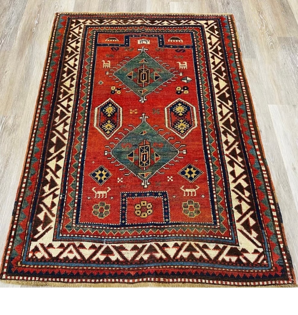 19th Century Borjalou Prayer kazak Caucasian Rug-4889 (1 of 7)
